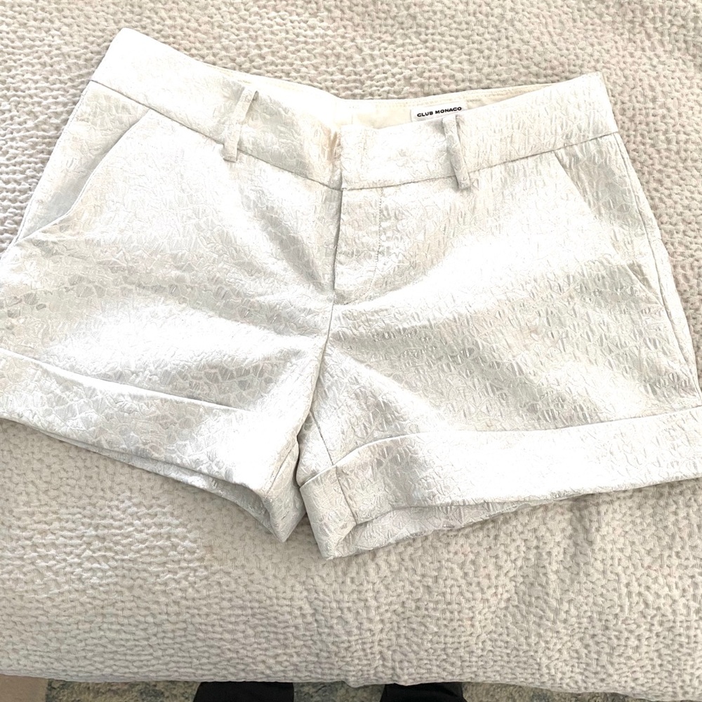 Club Monaco white silvery shorts NWOT